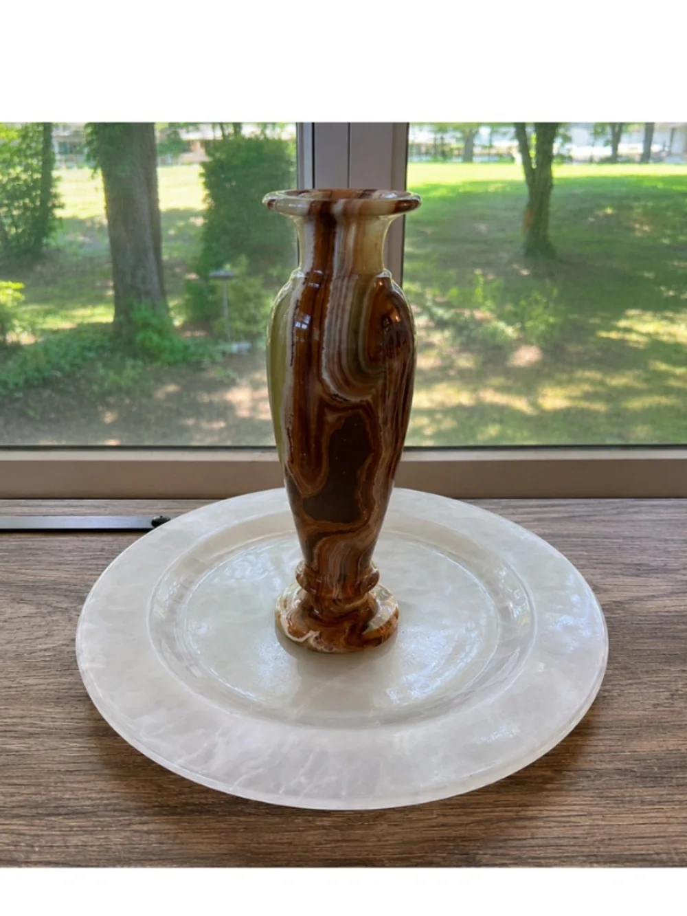 Elegant Polished Banded Stone Vase –Beautifully Crafted